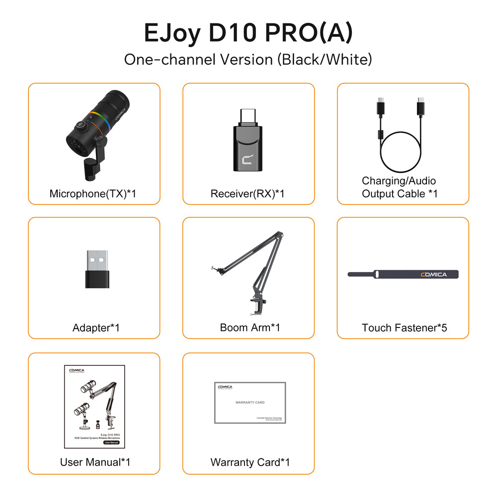 COMICA EJoy D10 PRO RGB Cardioid Dynamic Wireless Microphone