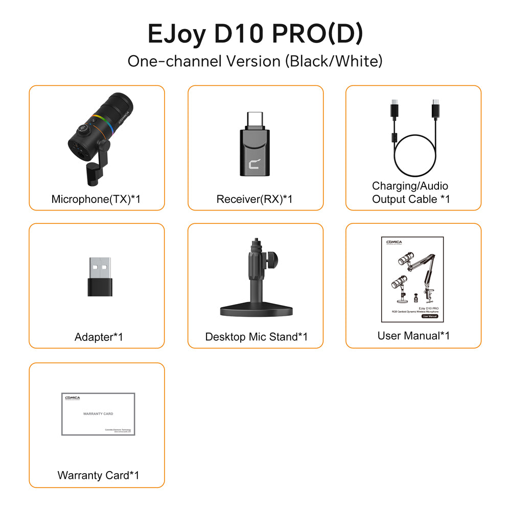 COMICA EJoy D10 PRO RGB Cardioid Dynamic Wireless Microphone