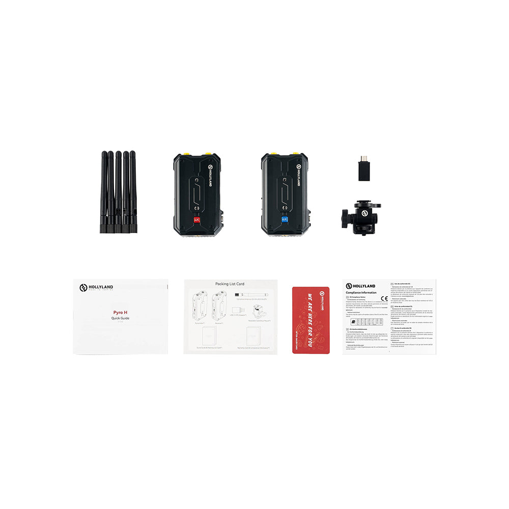 Hollyland Pyro H Wireless Video Transmission System HDMI Dual-Band 4K30/1080p60 1300ft Los Range 60ms Latency Up to 4 Receiver