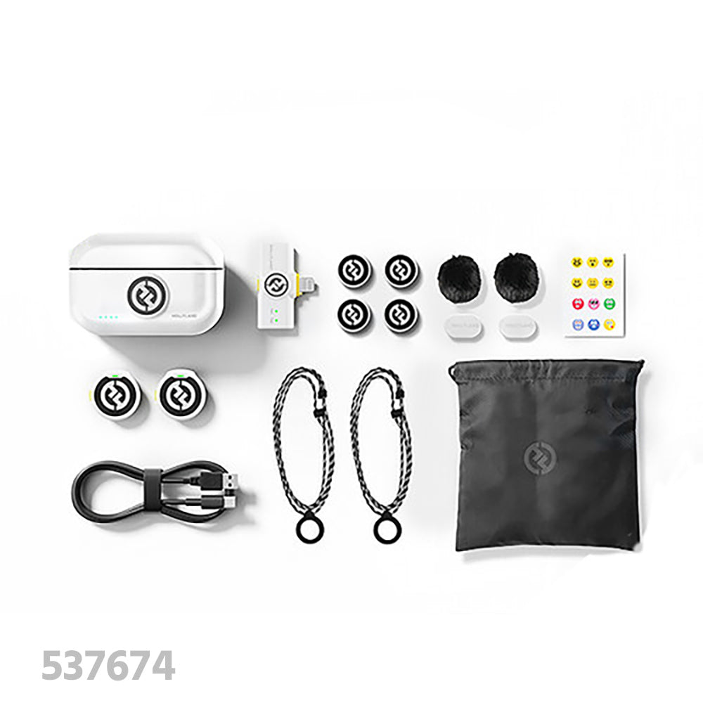 Hollyland LARK M2 DUO 2-Person Wireless Microphone System with Lightning Connector (2.4 GHz, Ivory White)