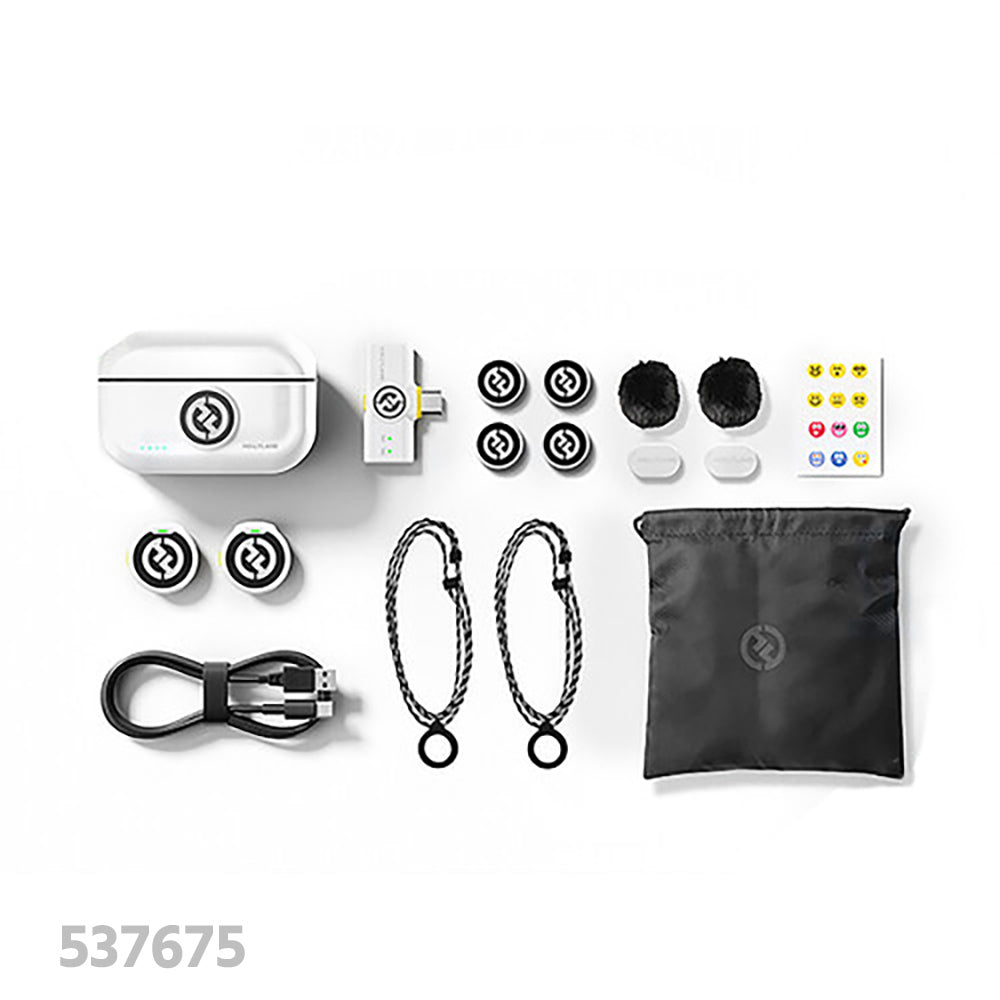 Hollyland LARK M2 DUO 2-Person Wireless Microphone System with Lightning Connector (2.4 GHz, Ivory White)