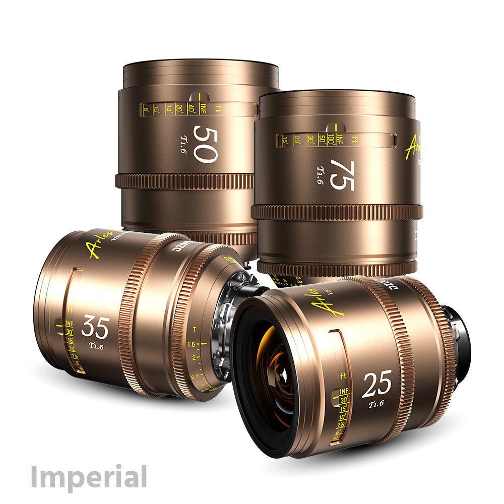 DZOFILM Arles Lustre 4-Lens Set Super Speed Vista Vision Cinema Prime Lens (Gold/PL Mount)
