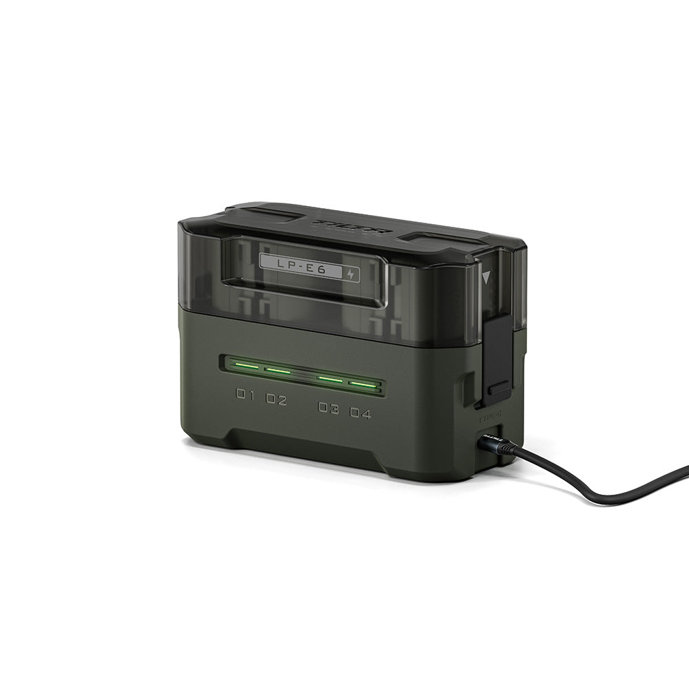 TILTA TBC-E6P Portable Charging Station for Canon LP-E6 Battery (4 Channel) – Green