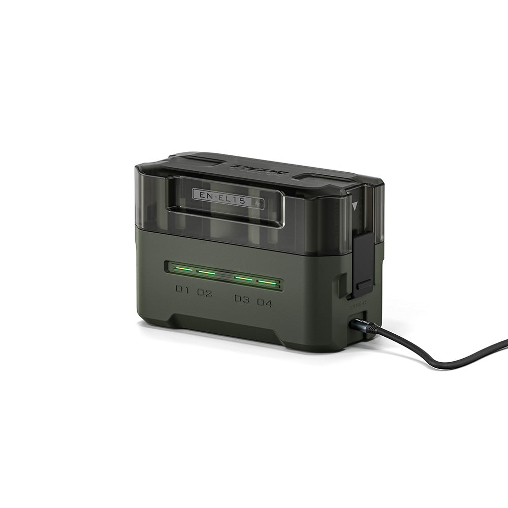 TILTA TBC-EL15 Portable Charging Station for Nikon EN-EL15C Battery (4 Channel) – Green