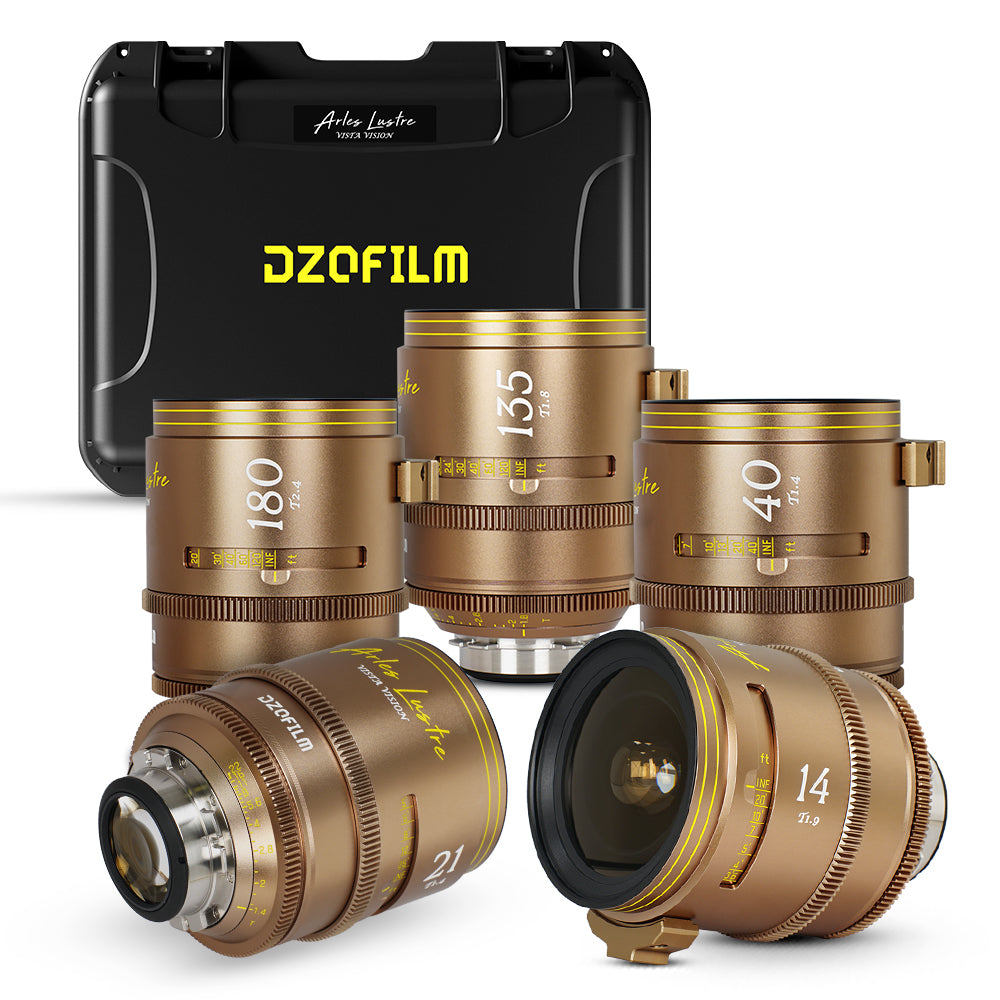 DZOFILM Arles Lustre 5-Lens Set Super Speed Vista Vision Cinema Prime Lens (Gold/PL Mount)