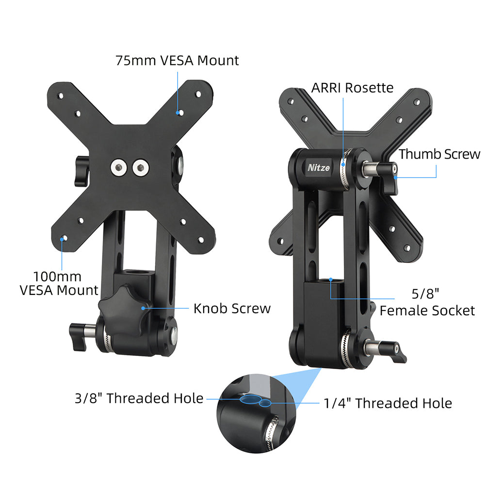 Nitze JSQ-001B VESA Monitor Mount Holder with Dual ARRI Rosette