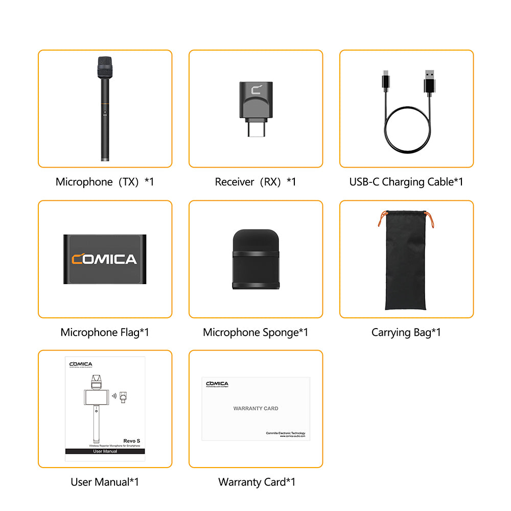 COMICA Revo S Wireless Reporter Microphone for Smartphone
