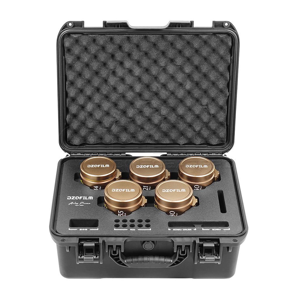 DZOFILM Arles Lustre 5-Lens Set Super Speed Vista Vision Cinema Prime Lens (Gold/PL Mount)