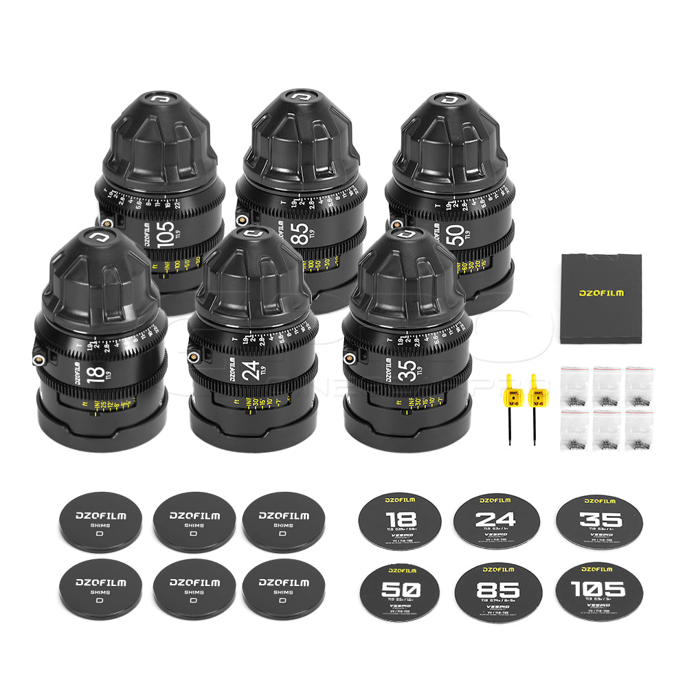 DZOFILM VESPID 2 Prime T1.9 Full Frame Cinema 6 Lens Set (PL Mount)