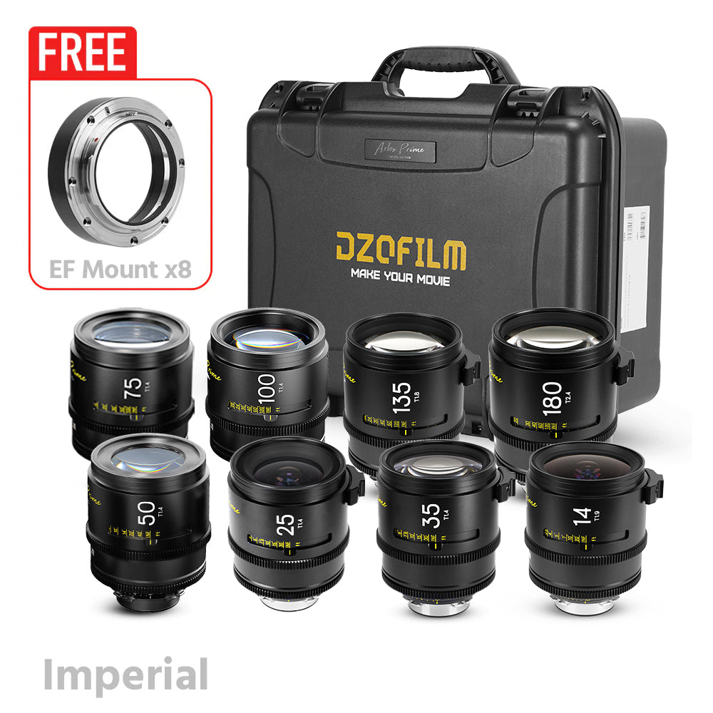 DZOFILM ARLES Super Speed 8-Lens Bundle Vista Vision cinema prime lens PL&EF Mount
