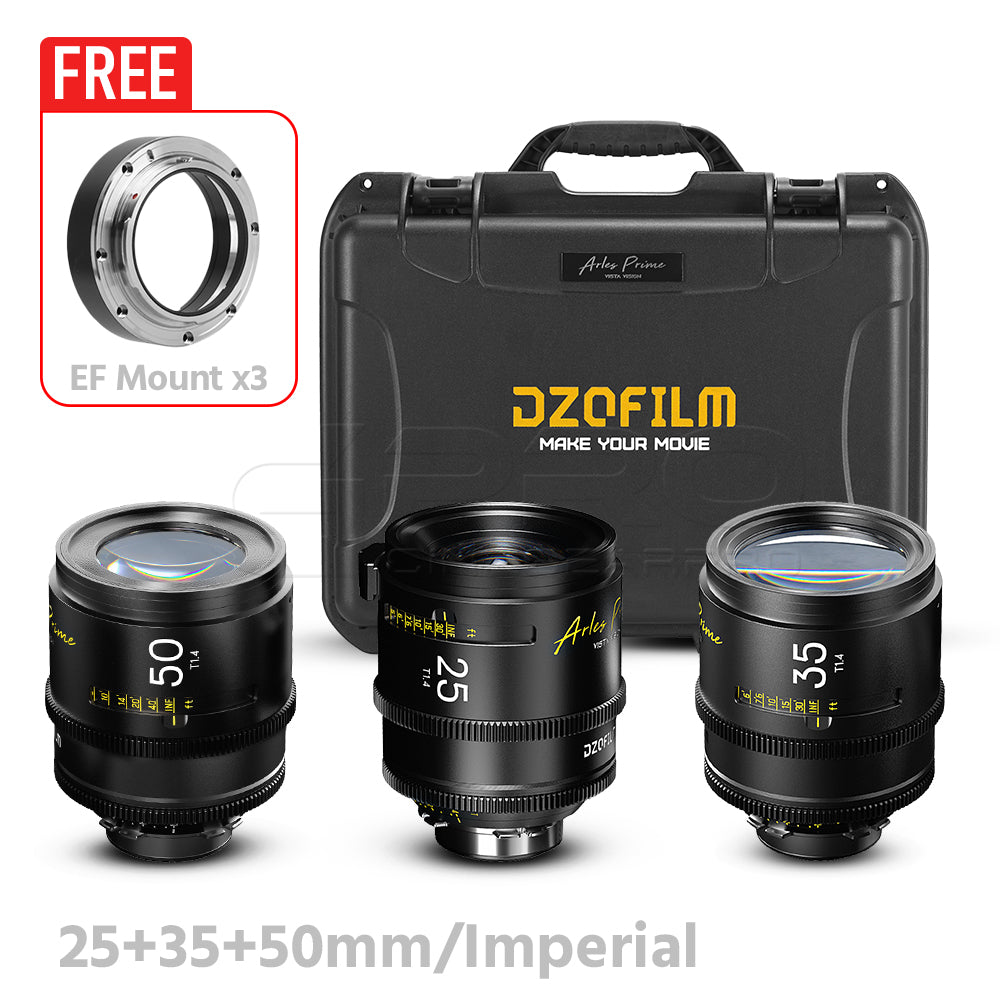 DZOFILM ARLES Super Speed 3-Lens Bundle Set Vista Vision cinema prime lens PL&EF Mount Customisable 3-Lens Set