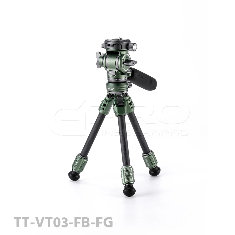 TILTA TT-VT03-FB Tabletop Video Fluid Head with 1-Stage Carbon Fiber Tripod Legs (3KG)