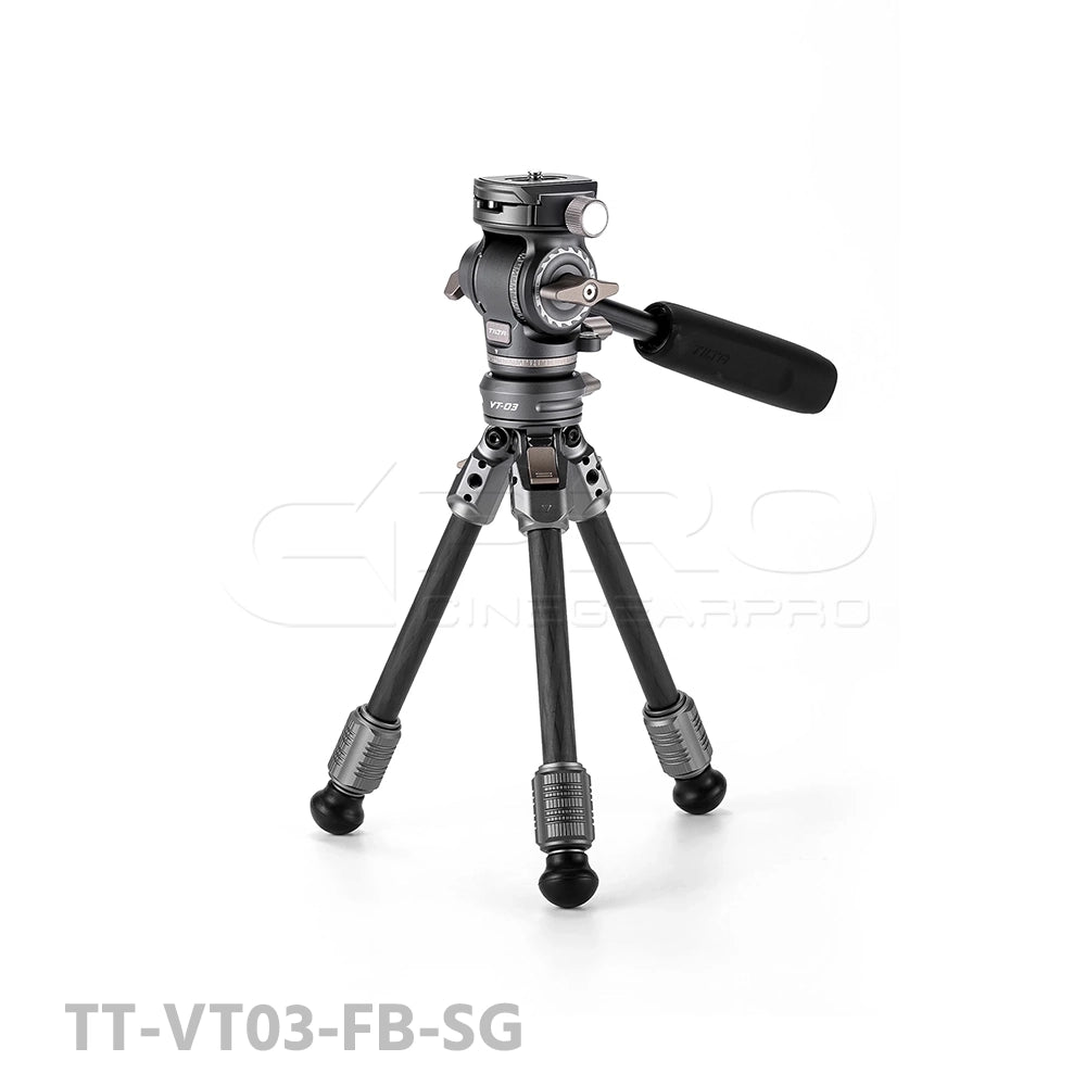 TILTA TT-VT03-FB Tabletop Video Fluid Head with 1-Stage Carbon Fiber Tripod Legs (3KG)