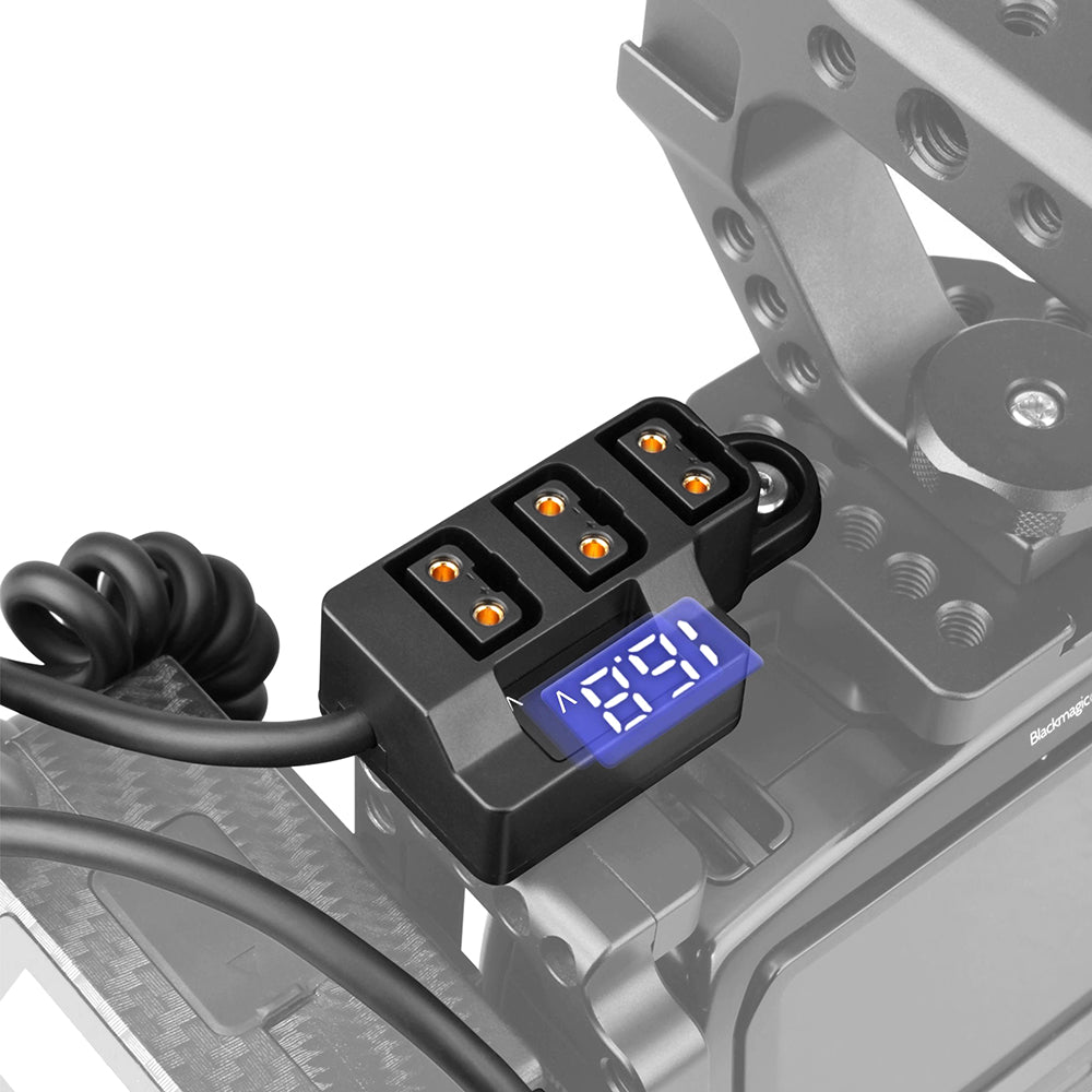 CGPro Male D-Tap to 3 Female D-Tap Power Splitter Hub Adapter With Voltmeter status LED