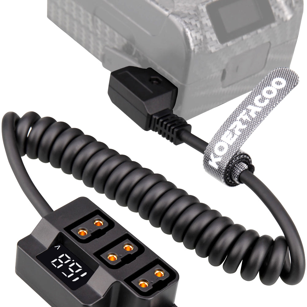 CGPro Male D-Tap to 3 Female D-Tap Power Splitter Hub Adapter With Voltmeter status LED