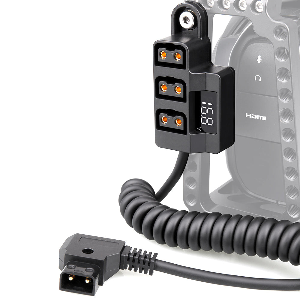 CGPro Male D-Tap to 3 Female D-Tap Power Splitter Hub Adapter With Voltmeter status LED