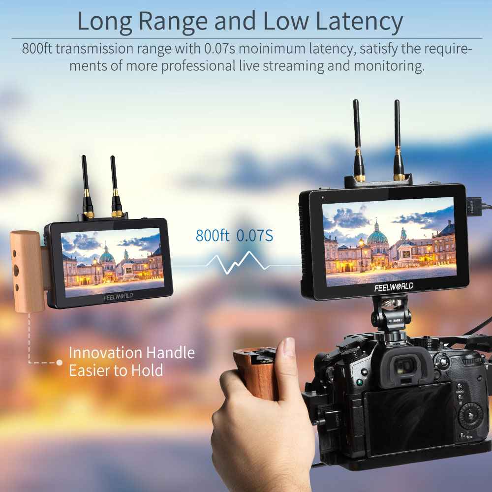 FeelWorld FT6 FR6 Two 5.5" On-Camera Monitors with Wireless Transmitter & Receiver System