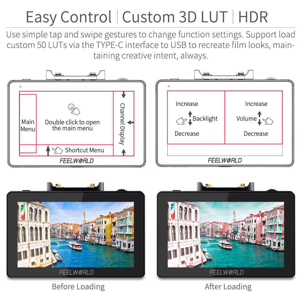 FeelWorld FT6 FR6 Two 5.5" On-Camera Monitors with Wireless Transmitter & Receiver System