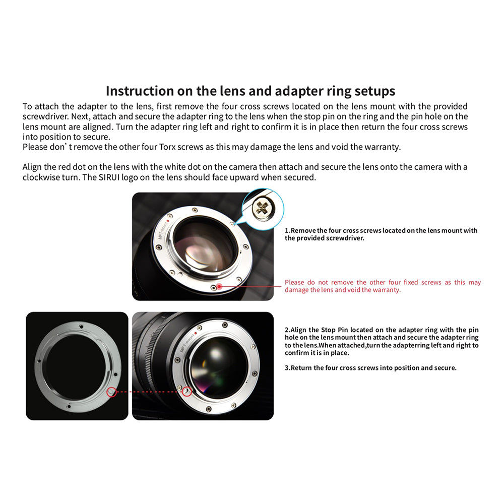 SIRUI Lens Mount Adapter For 35mm F1.8 1.33X Anamorphic Lens (E/EF-M/Z Mount)