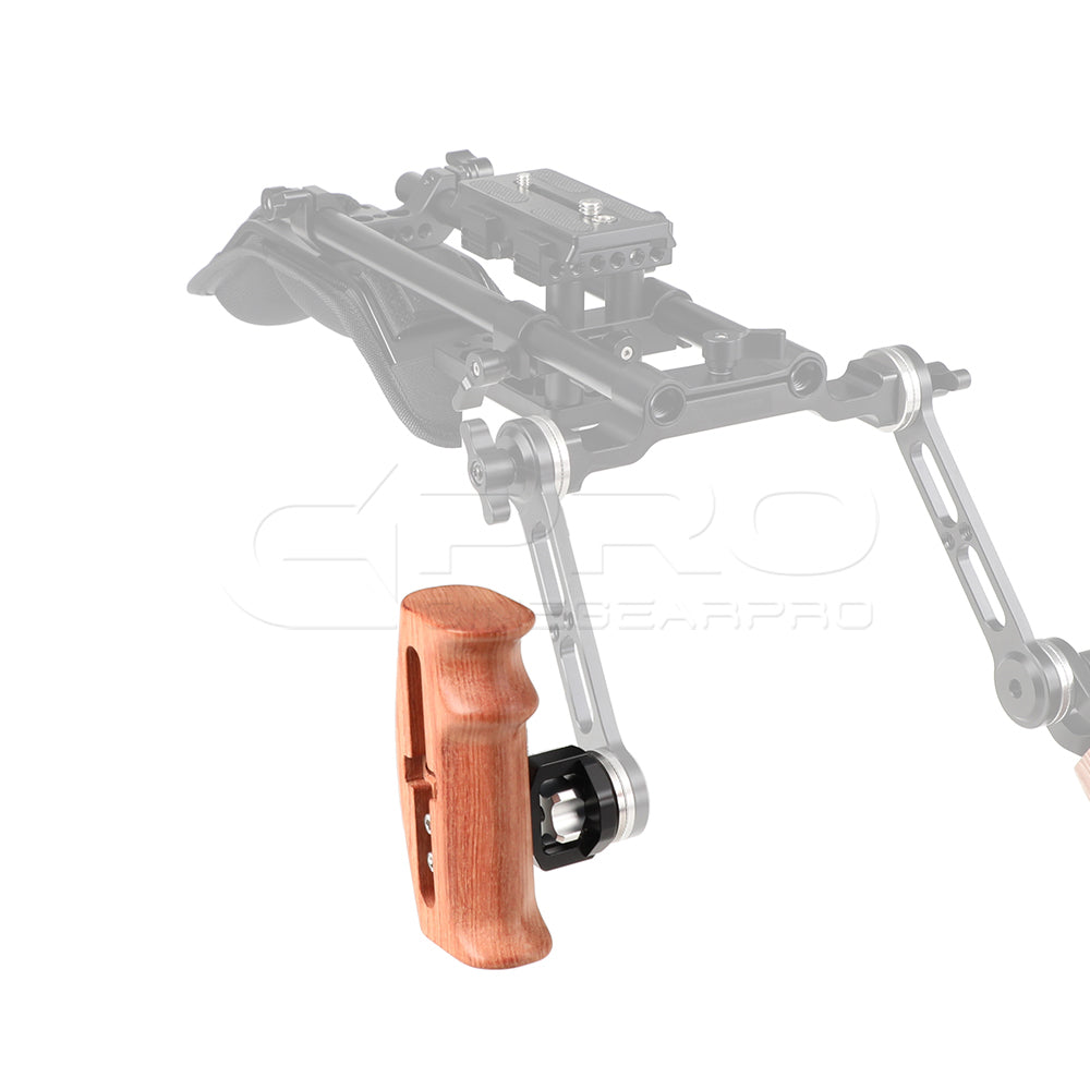 CGPro Adjustable Wooden Handgrip With Rosette Mount M6 Thumbscrew Connection For DLSR Camera Cage Kit (Either Side) Wooden Handles - CINEGEARPRO