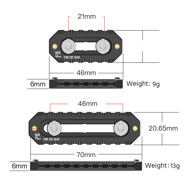 Vlogger NATO Rail 46mm - 70mm with Safety Pin