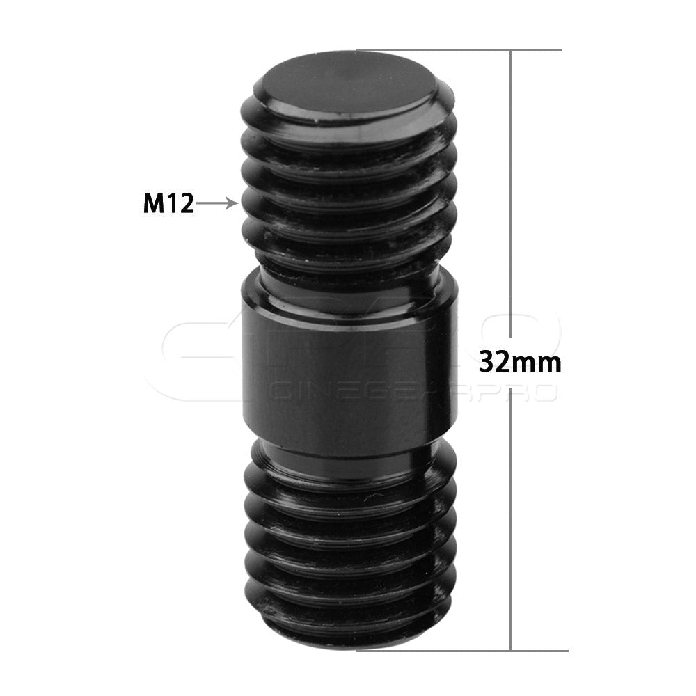 CGPro M12 Thread Rod Extension Connector (Black) for 15mm Rail Support System Screw - CINEGEARPRO