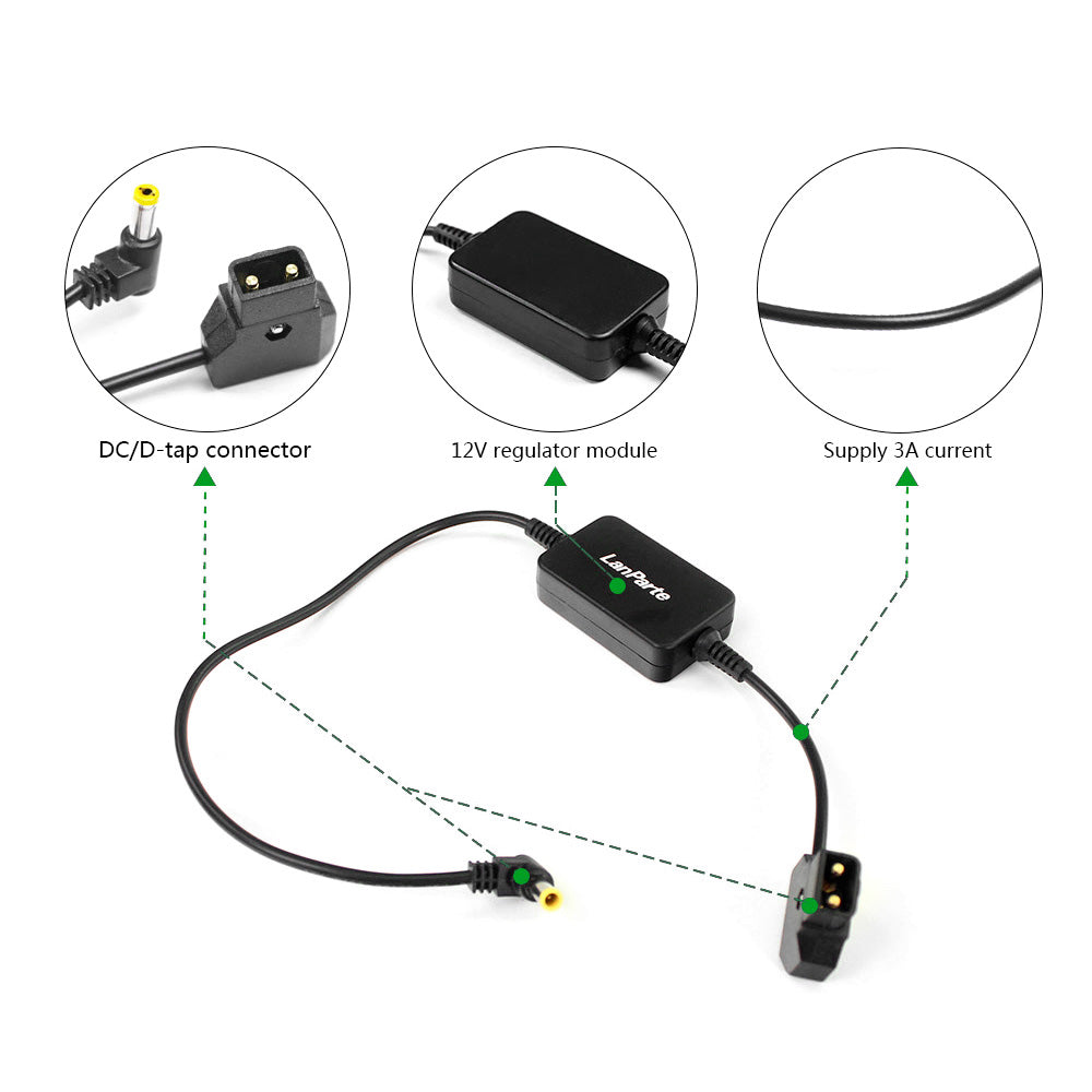 LanParte D-tap to Regulated 12V Camera Power Cable Power Cable - CINEGEARPRO