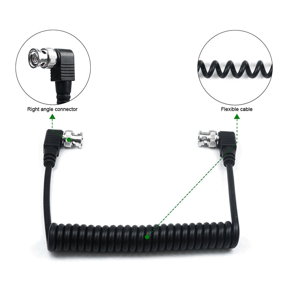 LanParte SDI-C-15 Coiled SDI Cable with Right Angle Connectors SDI Cable - CINEGEARPRO
