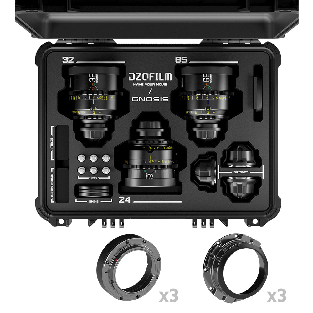 DZOFILM 24, 32, 65mm T2.8 Gnosis Macro Prime 3-Lens Kit (LPL with PL & EF Mounts)