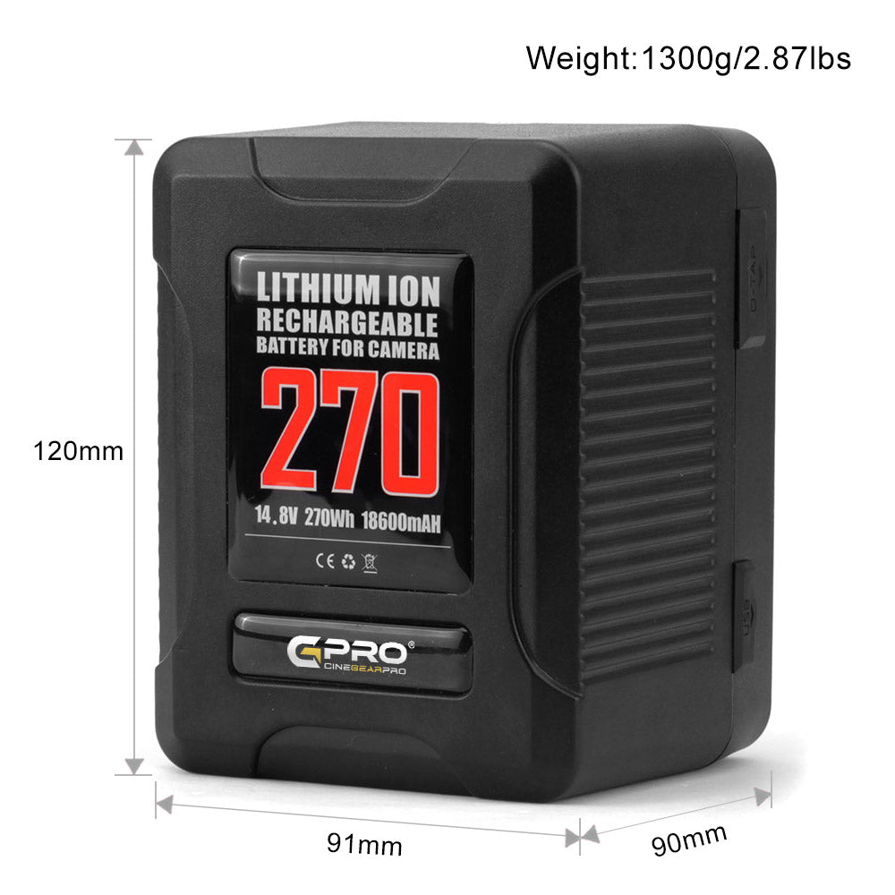 CGPro Ultra Small Size Mini V-Lock Li-Ion V-Mount Battery w/ USB Output (98-270Wh) Battery - CINEGEARPRO
