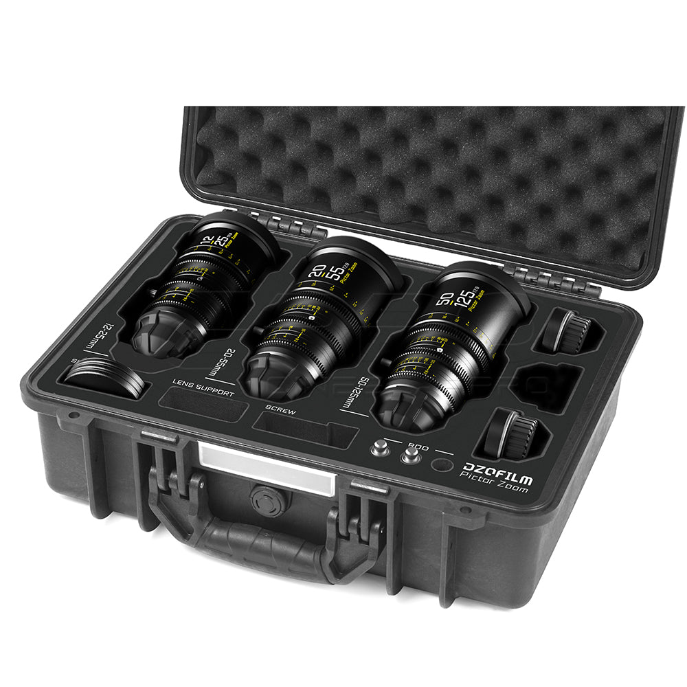 DZOFILM Pictor Zoom 3 Lens Bundle 12-25mm + 20-55mm + 50-125mm T2.8 (PL&EF interchangeable Mount, Black)