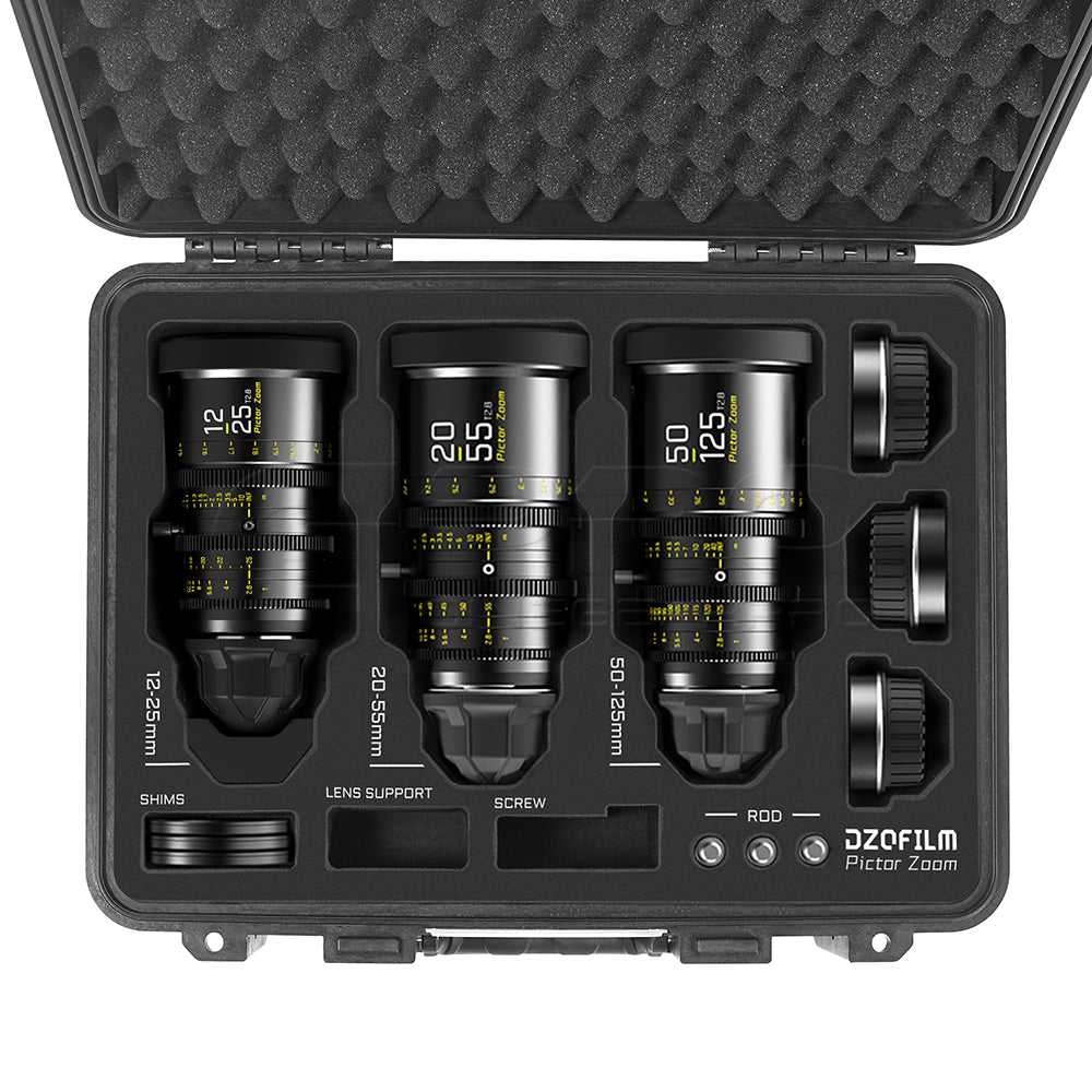 DZOFILM Pictor Zoom 3 Lens Bundle 12-25mm + 20-55mm + 50-125mm T2.8 (PL&EF interchangeable Mount, Black)