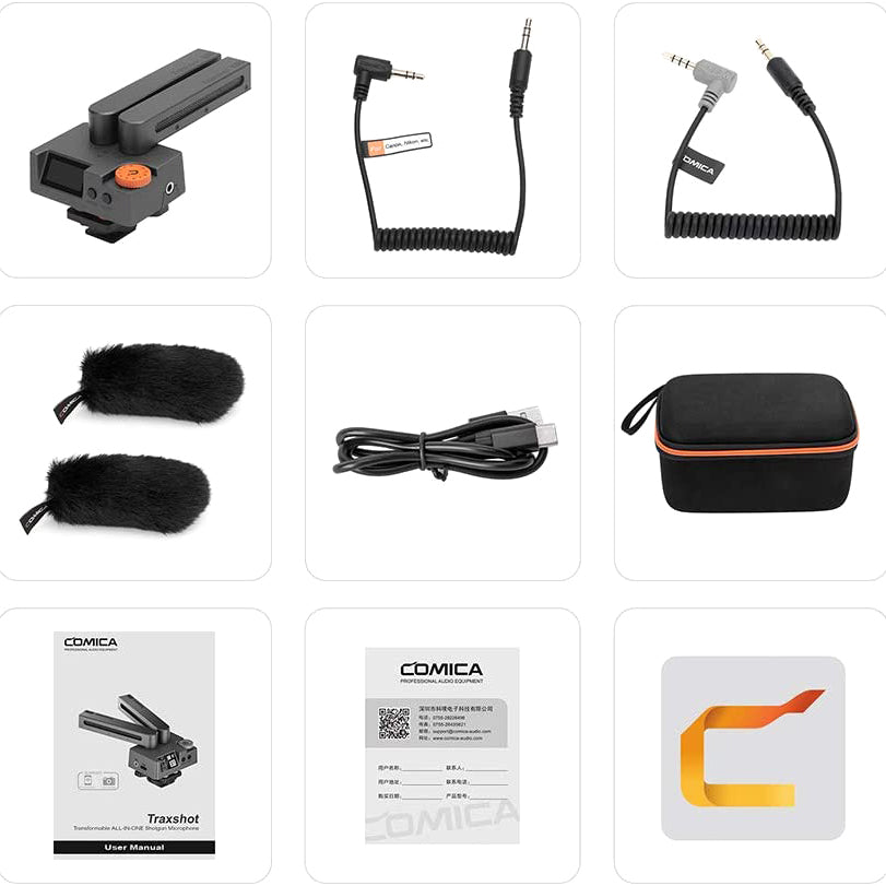 COMICA Traxshot Shotgun Microphone Rotatable Dual-Capsule Mono/Two-Level Stereo/Front and Rear Pattern Switching