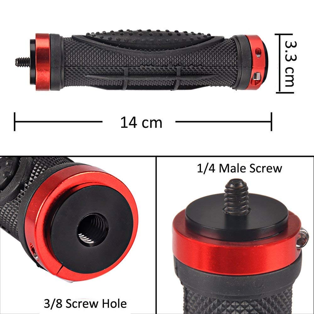 CGPro Camera Rubber Hand Grip With 1/4" Screw Thread On Head & 3/8 Inch Screw Hole For Monitor Gopro LED light Handles - CINEGEARPRO