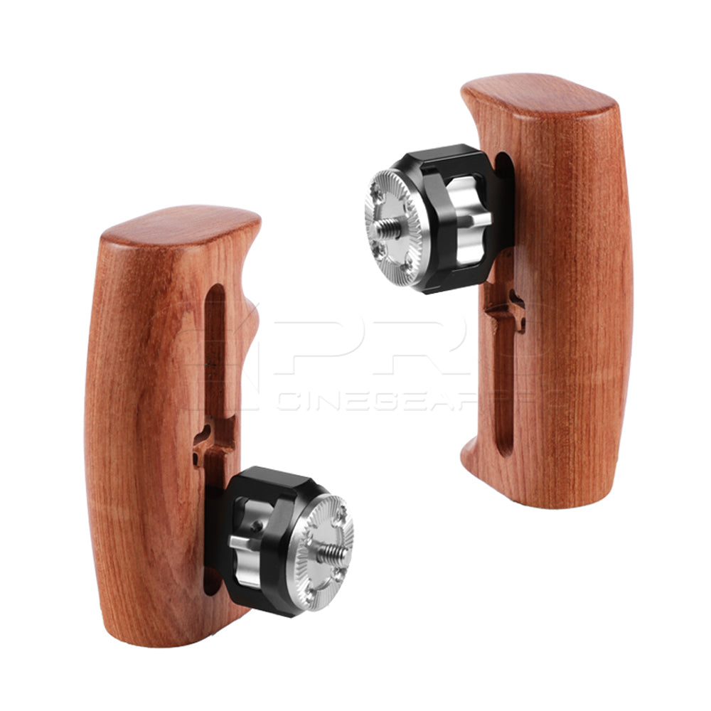 CGPro Adjustable Wooden Handgrip With Rosette Mount M6 Thumbscrew Connection For DLSR Camera Cage Kit (Either Side) Wooden Handles - CINEGEARPRO