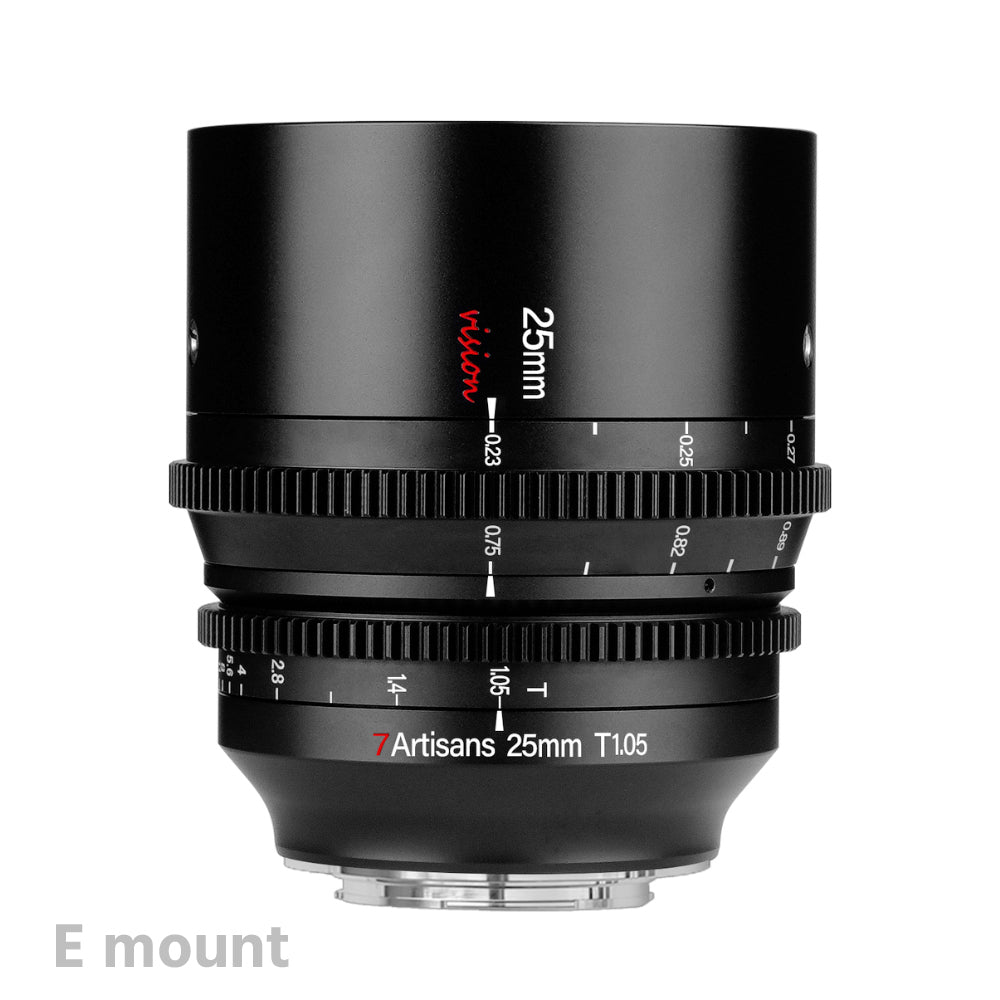7Artisans 25mm T1.05 APS-C MF Cine Lens E/FX/RF/L/M43 Mount