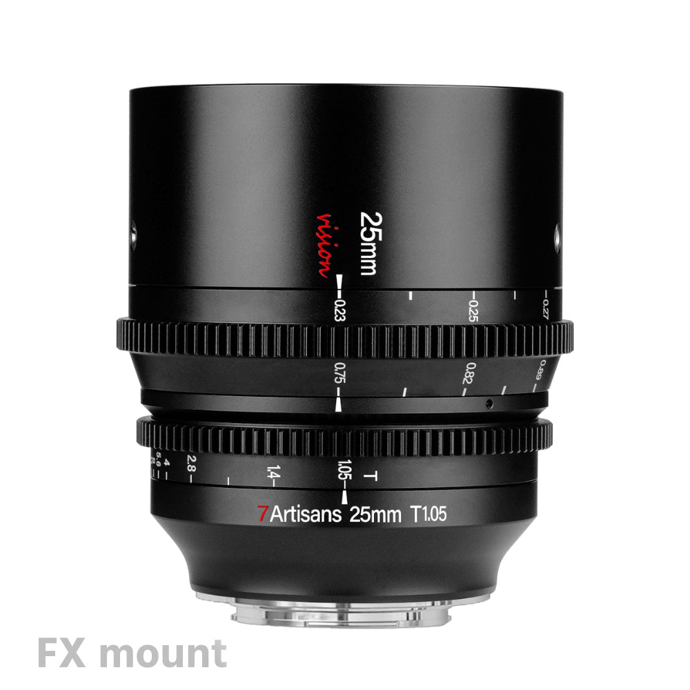 7Artisans 25mm T1.05 APS-C MF Cine Lens E/FX/RF/L/M43 Mount