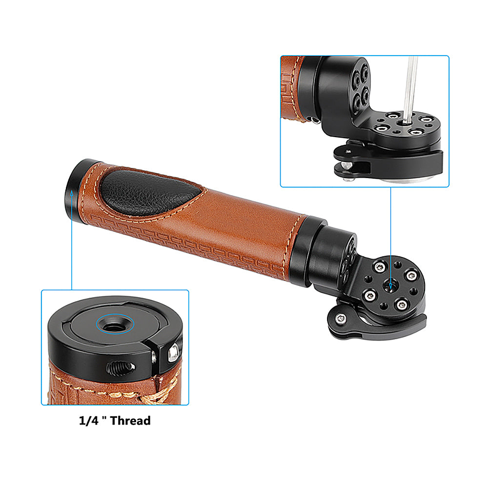 CGPro 2× Genuine Leather Hand Grip With ARRI Rosette M6 Thumbscrew Knob For Handheld DSLR Camera Shoulder Mount Rig