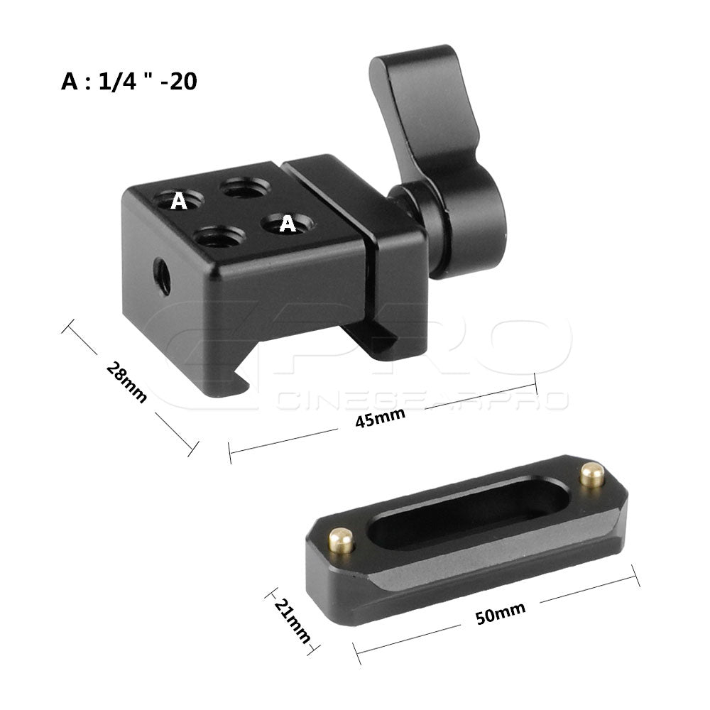 CGPro NATO Rail Clamp Quick Release Swat Rail Clamp With 1/4"-20 Mounting Points