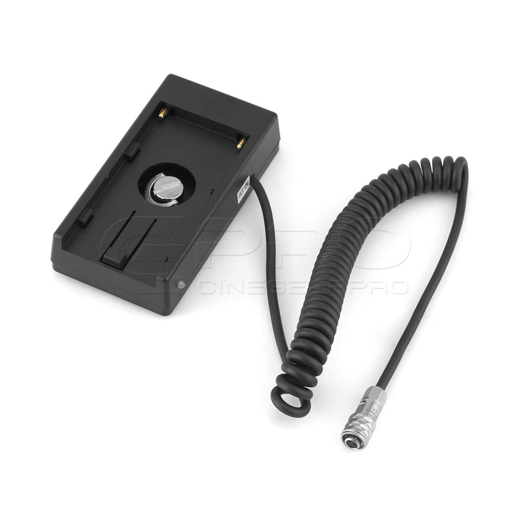 CGPro NP-F Battery Plate w/ BMPCC 4K Coiled Power Cable 12V Battery Plate - CINEGEARPRO