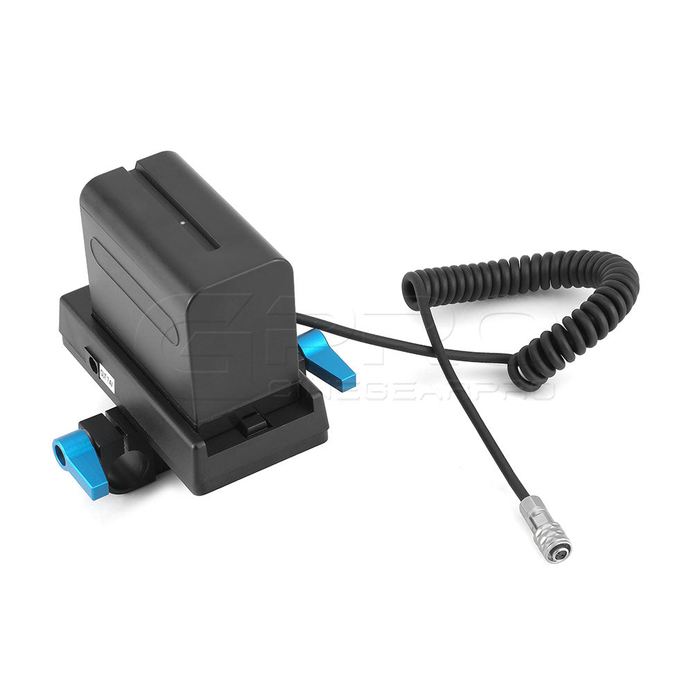CGPro NP-F Battery Plate w/ BMPCC 4K Coiled Power Cable 12V Battery Plate - CINEGEARPRO