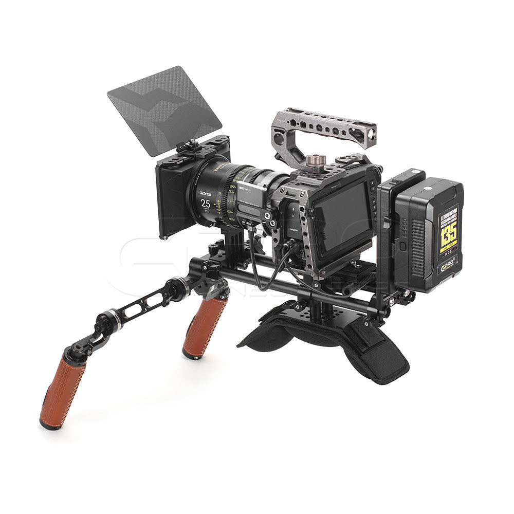 CGPro Pro Camcorder Shoulder Rig With Manfrotto QR Base Plate & ARRI Rosette Dual Handgrip