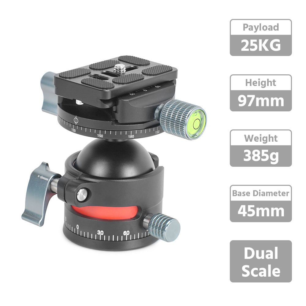 CINEGRIPPRO 25Kg Payload Panoramic Ball Head Dual Scale