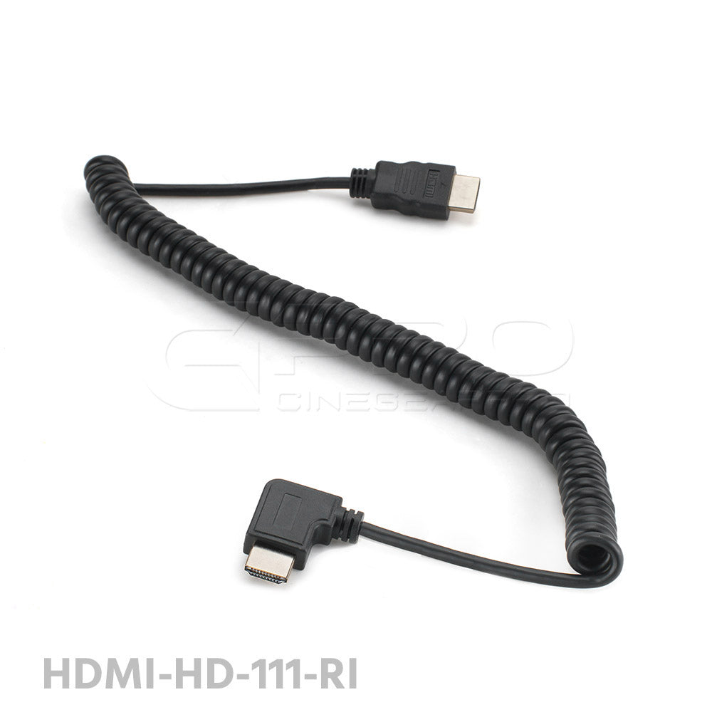 CGPro AM-AML-SC HDMI (A) to Right/Left Angle HDMI (A) Spring Curl Flexible Cable - CINEGEARPRO