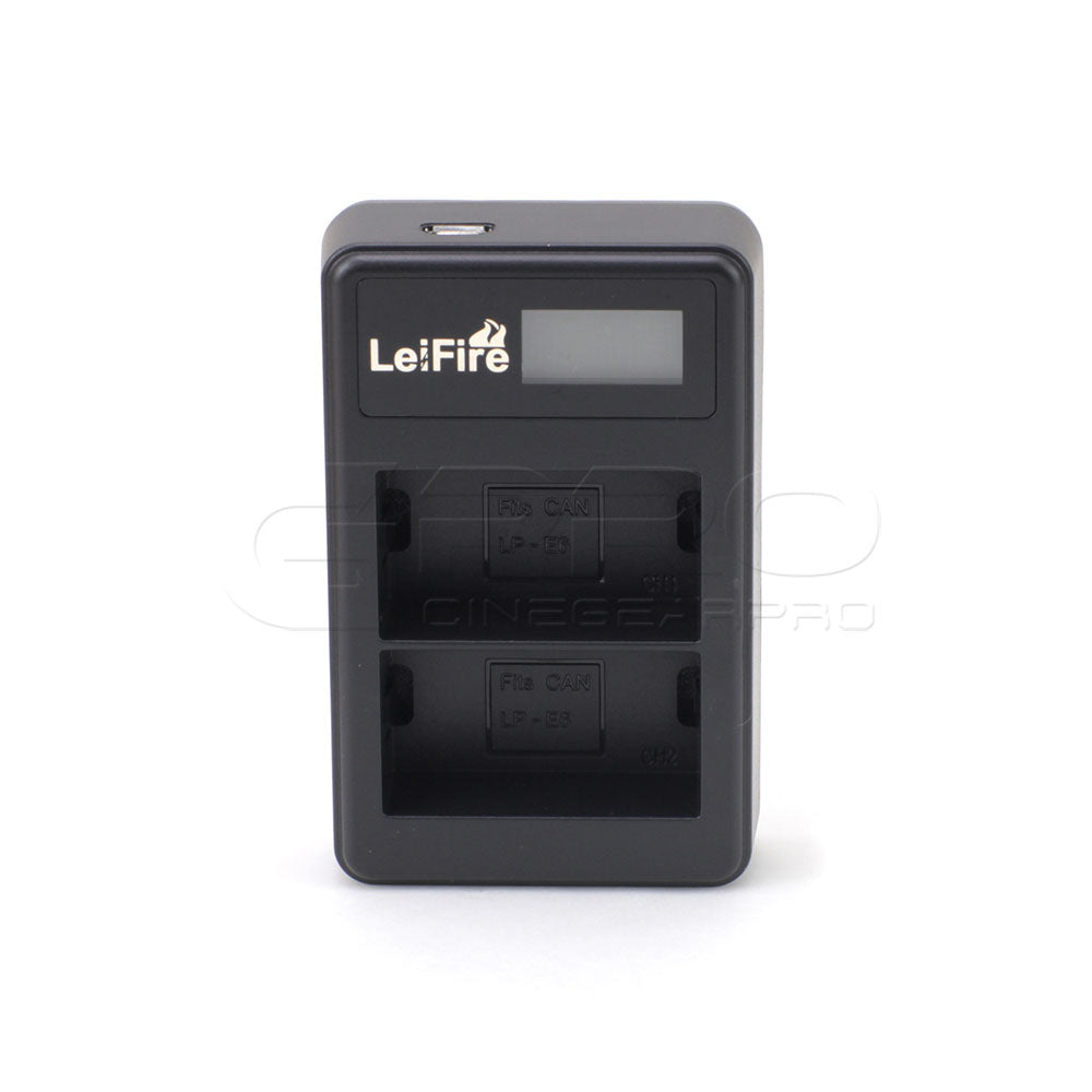 CGPro USB Dual Charger With LCD Display For LP-E6 Battery Charger - CINEGEARPRO