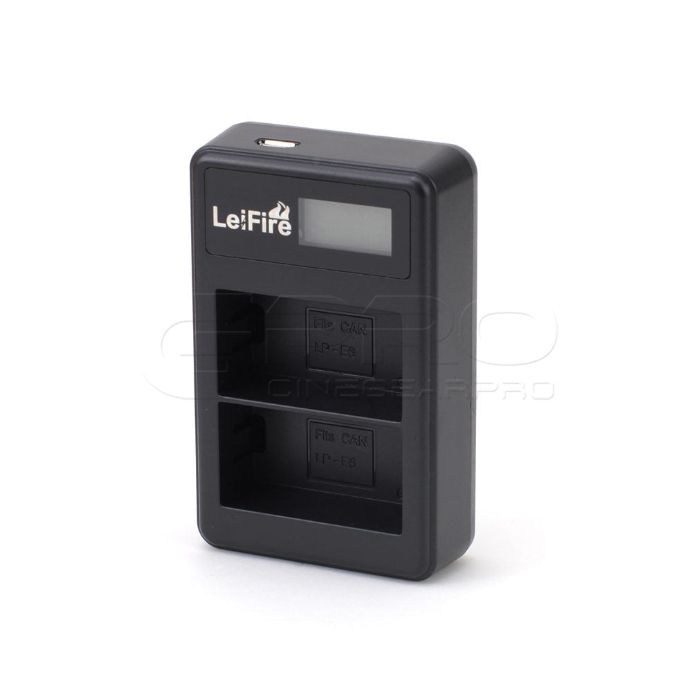 CGPro USB Dual Charger With LCD Display For LP-E6 Battery Charger - CINEGEARPRO