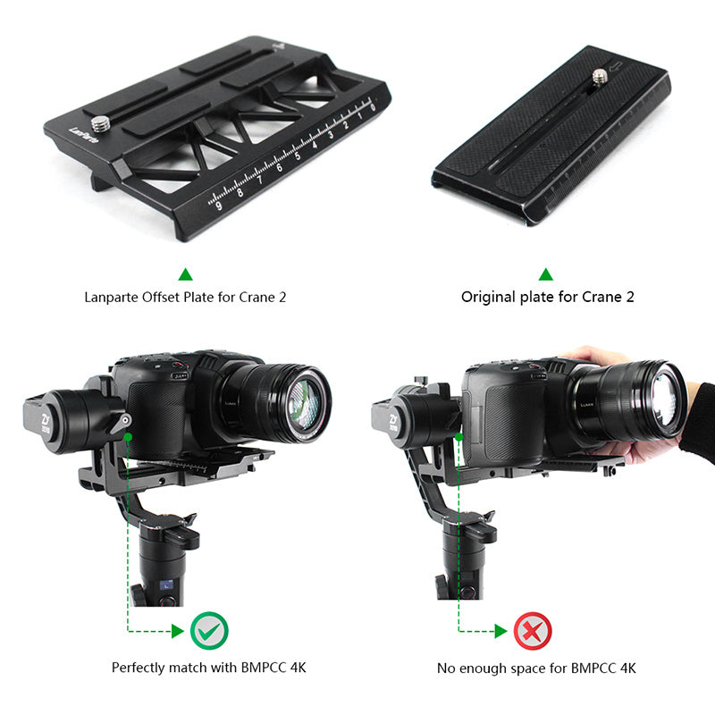 LanParte Offset Camera Plate for Zhiyun-Tech Crane 2 Plate - CINEGEARPRO