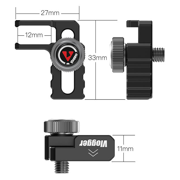 Vlogger HDMI and USB-C Cable Clamp Built-in Quick Adjust Screw