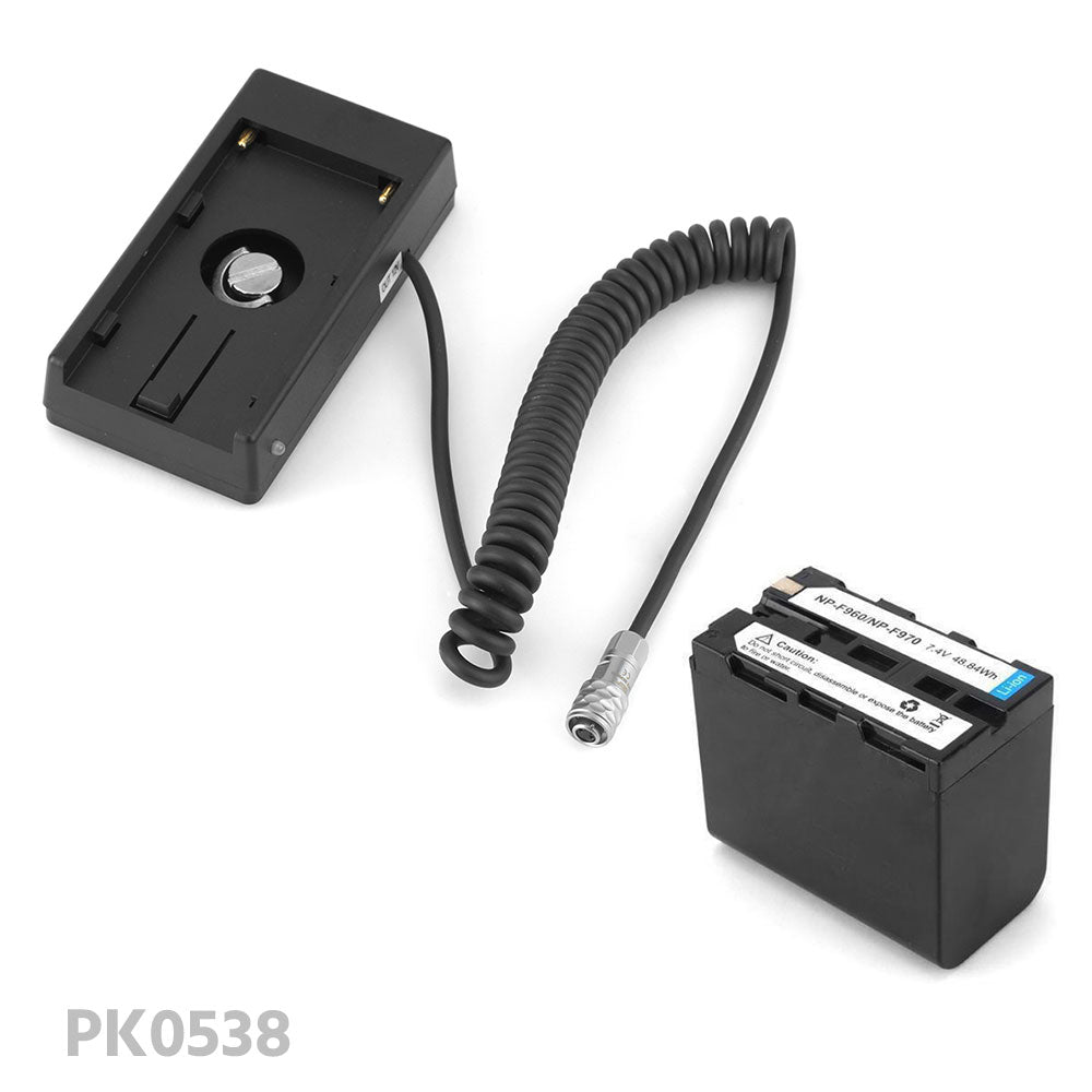 CGPro NP-F Battery Plate w/ BMPCC 4K Coiled Power Cable 12V Battery Plate - CINEGEARPRO