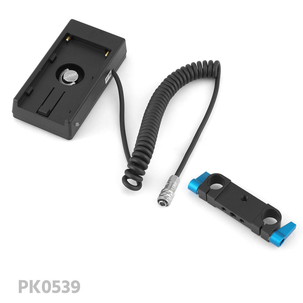 CGPro NP-F Battery Plate w/ BMPCC 4K Coiled Power Cable 12V Battery Plate - CINEGEARPRO
